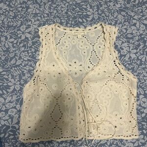Elegant Cream Eyelet Lace Blouse